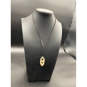 Gerson Chorded Adjustuable Oval Shape Two Accent Wholes Pendant Necklace L10"